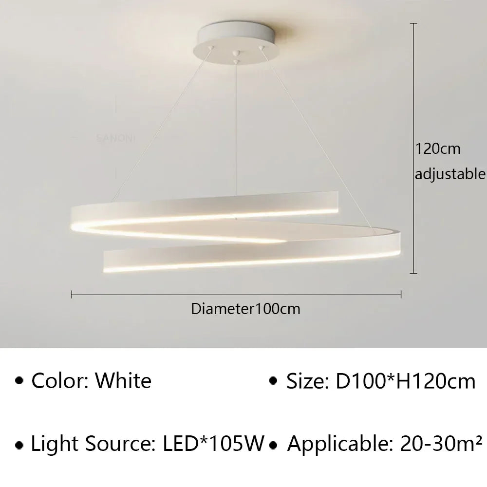 lustre moderne en spirale à LED pour décoration intérieure