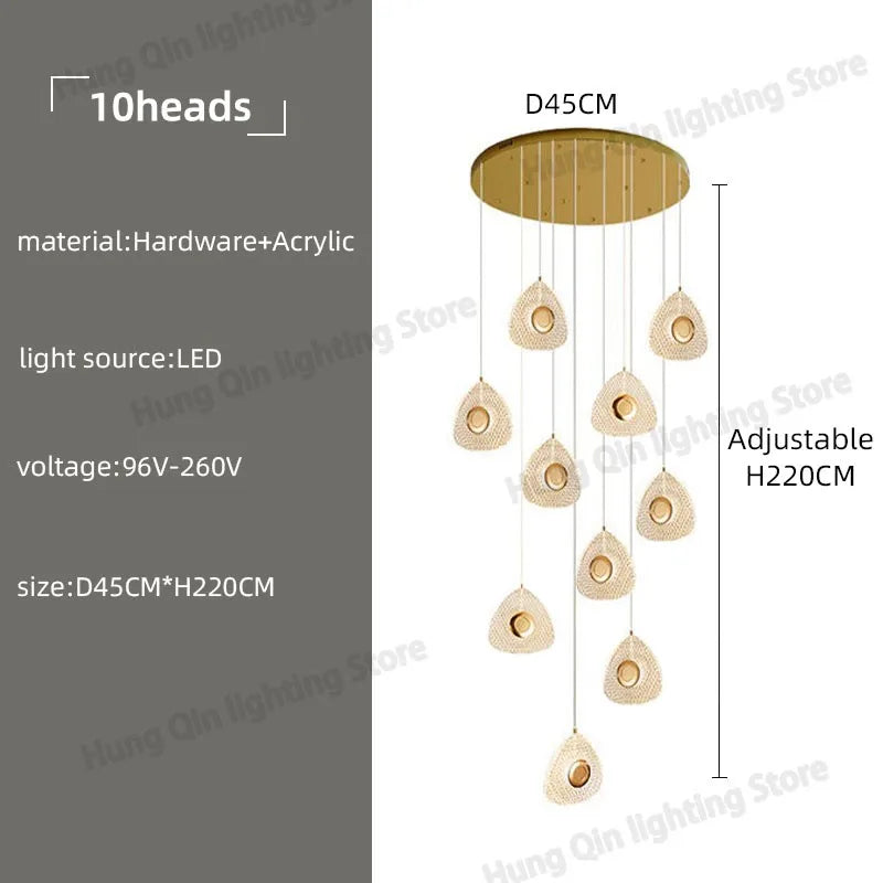 suspension design en acrylique pour intérieur moderne et loft