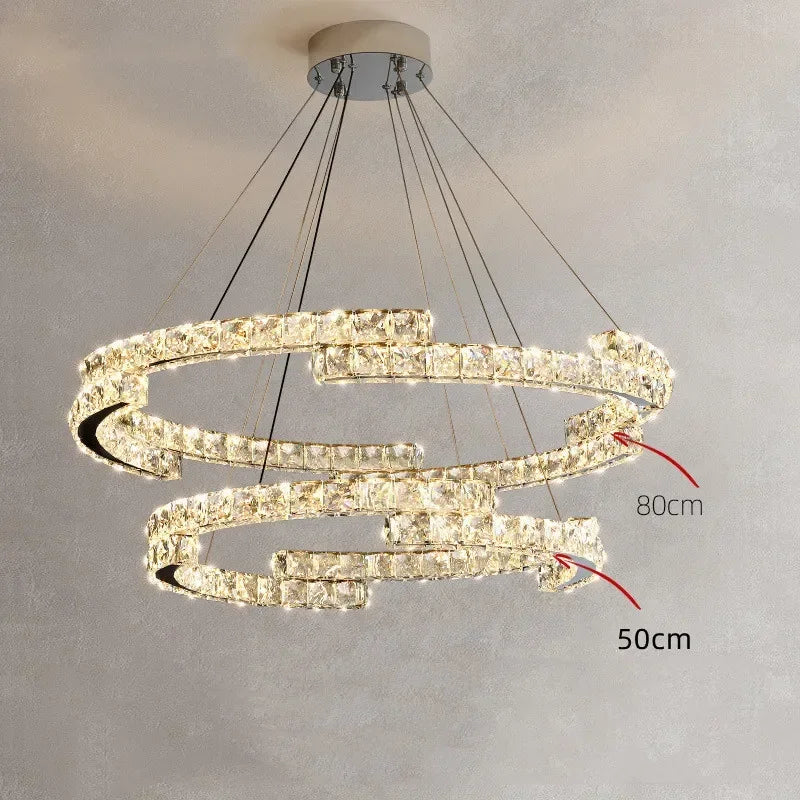 lustre led en cristal design luxe pour décoration intérieure