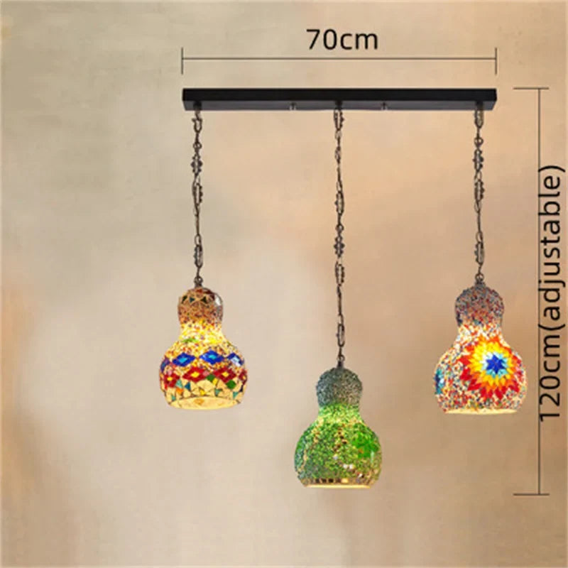 lustre en mosaïque turque fait main style art déco romantique en verre coloré