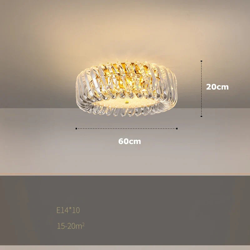 lustre moderne rond à intensité variable led cristal