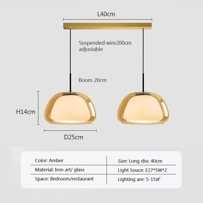 suspension en verre double couche style danois pour intérieur élégant