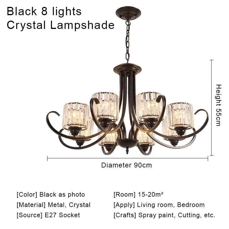 lustre cristal rétro suspension modernes pour décoration intérieure