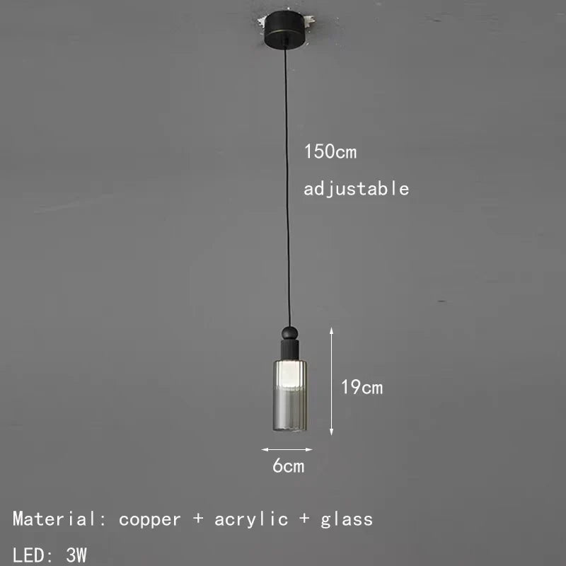 suspension moderne en verre et cuivre avec 3 cordons interchangeables