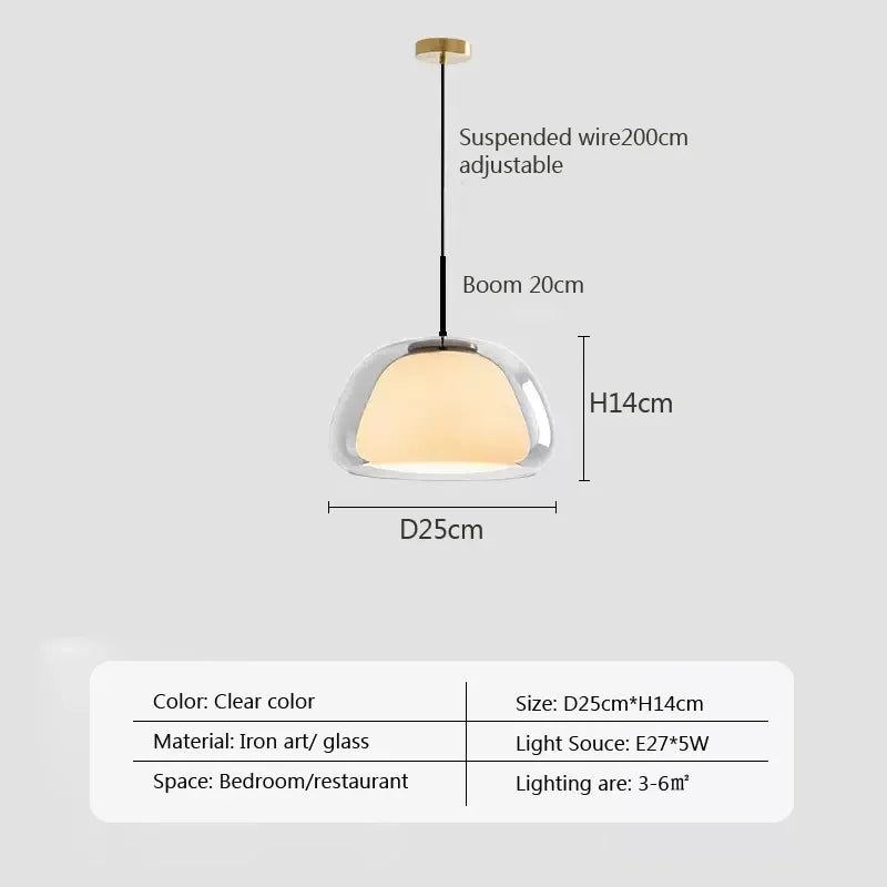 suspension en verre double couche style danois pour intérieur élégant