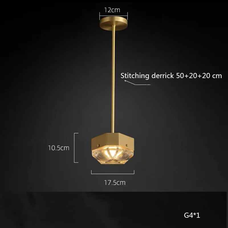 suspension led décorative en cuivre avec luminaire réglable