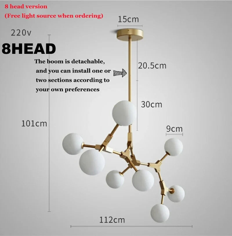 lustre nordique design en verre pour éclairage élégant