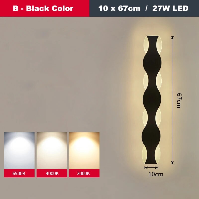Applique murale LED moderne en forme de vague pour couloir intérieur