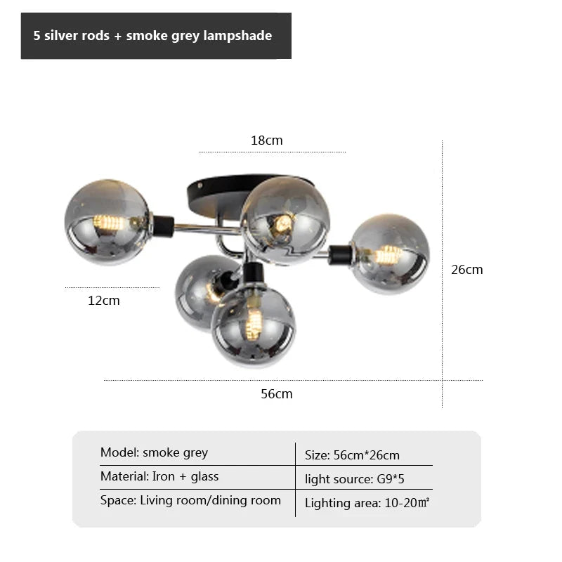 Plafonnier en verre nordique G9 LED lumière industrielle en métal pour chambre salon salle à manger étude maison intérieur loft lumière