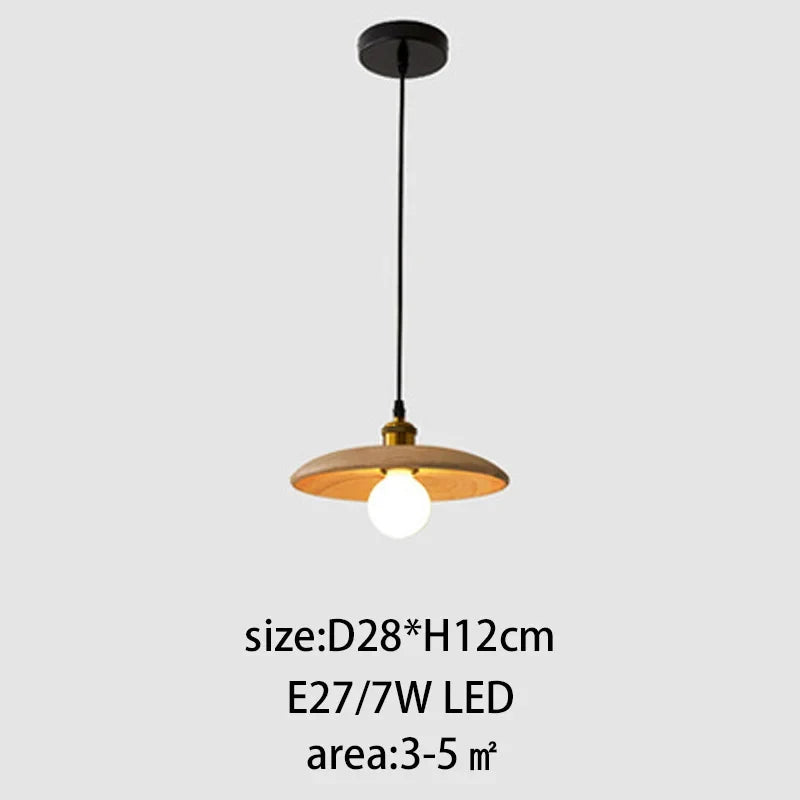 lustre moderne minimaliste en bois massif suspendu