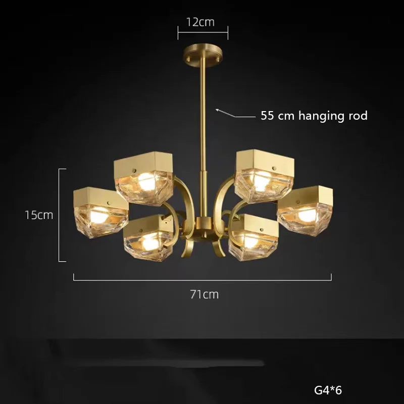 led décorative en cuivre avec suspension réglable pour salon