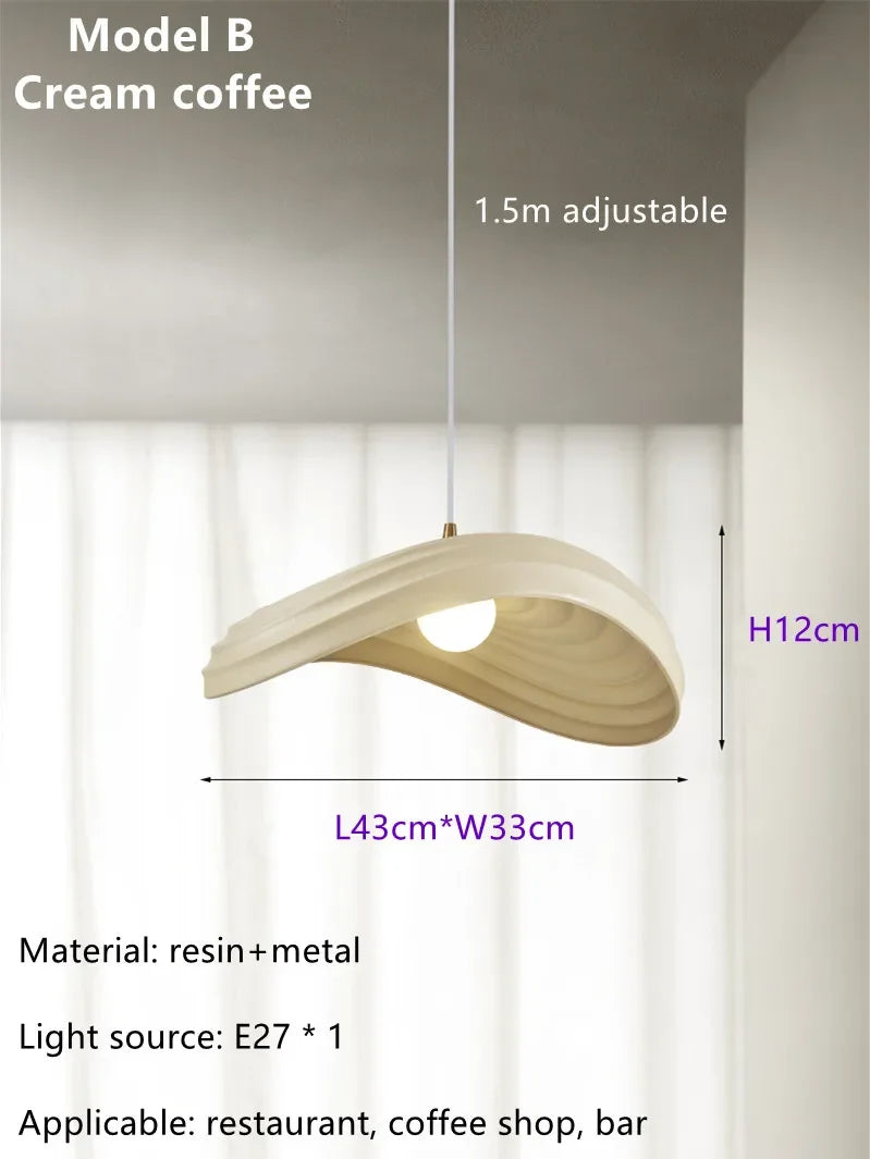 Nordic Minimalist Wabi Sabi Cream Style LED Dining Room Cafe Pendant Light Restaurant Bar Loft Home Decor Lamp Stairs Chandelier