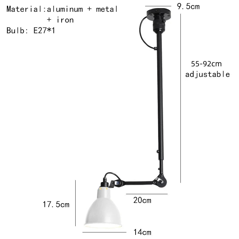 lustre rétro style américain avec abat-jour réglable en longueur