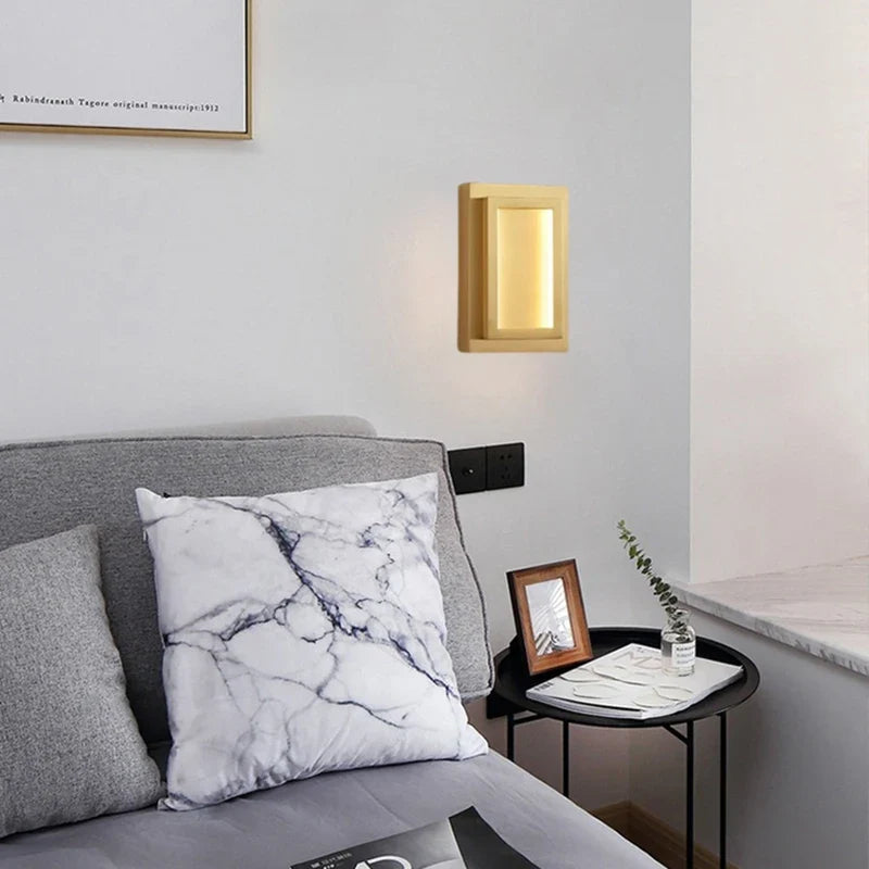 applique murale led rectangulaire en cuivre pour hôtel