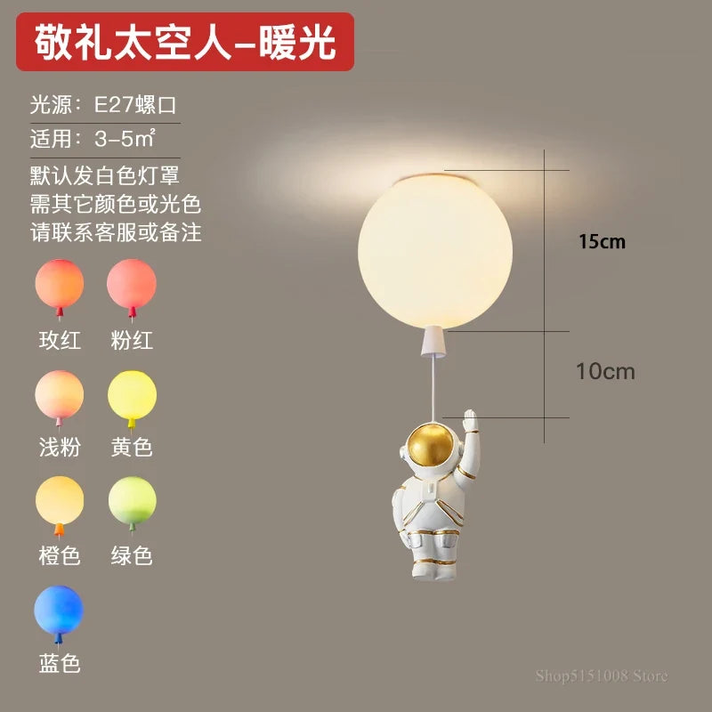plafonnier led nordique créatif astronaute ballon pour enfants