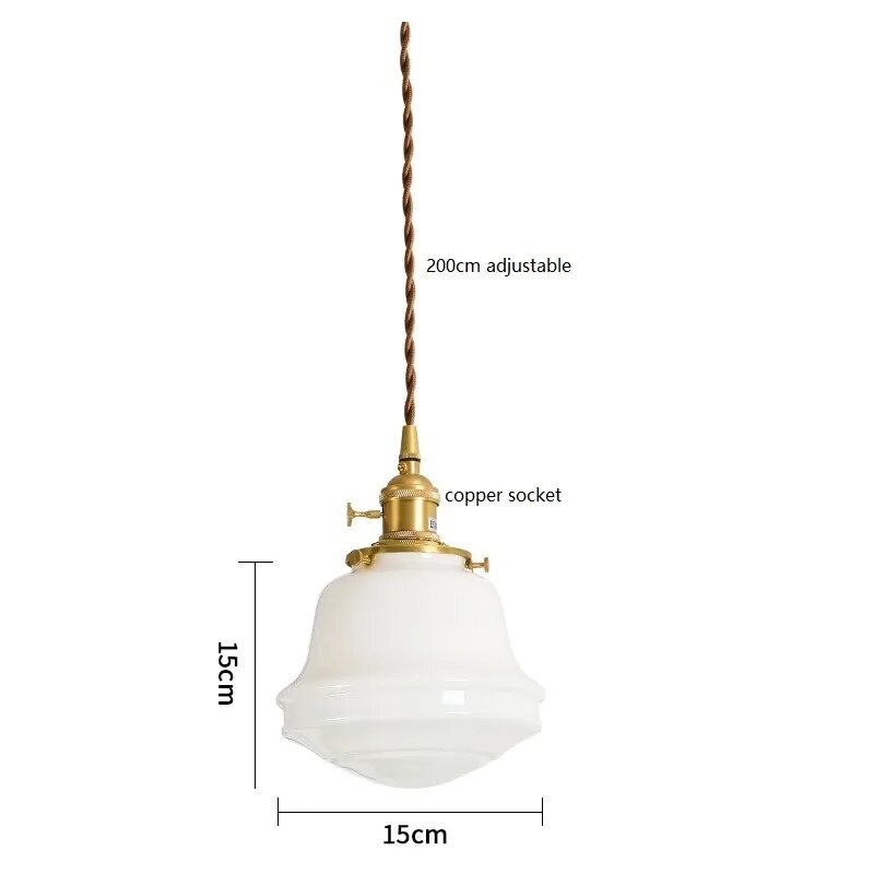 Suspension LED en verre blanc laiteux