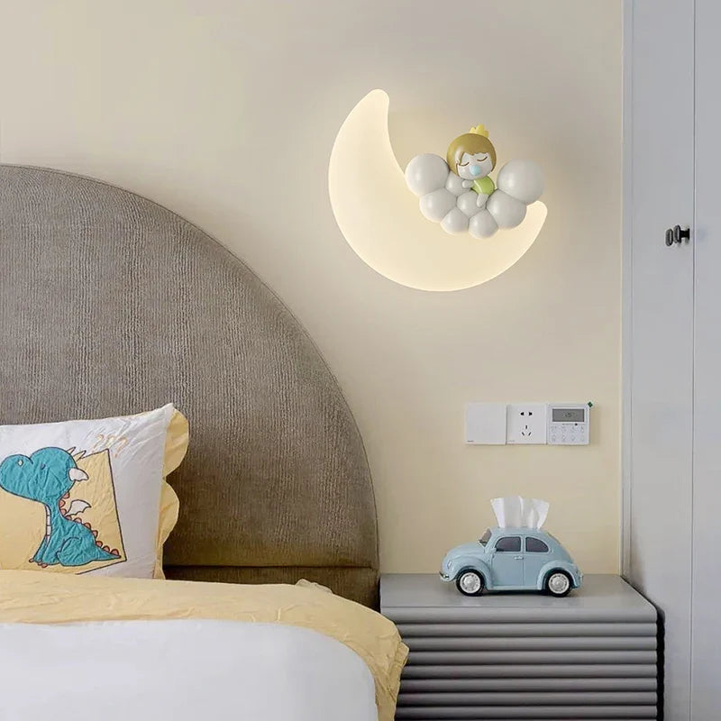 applique murale romantique lune ange ours fille enfant