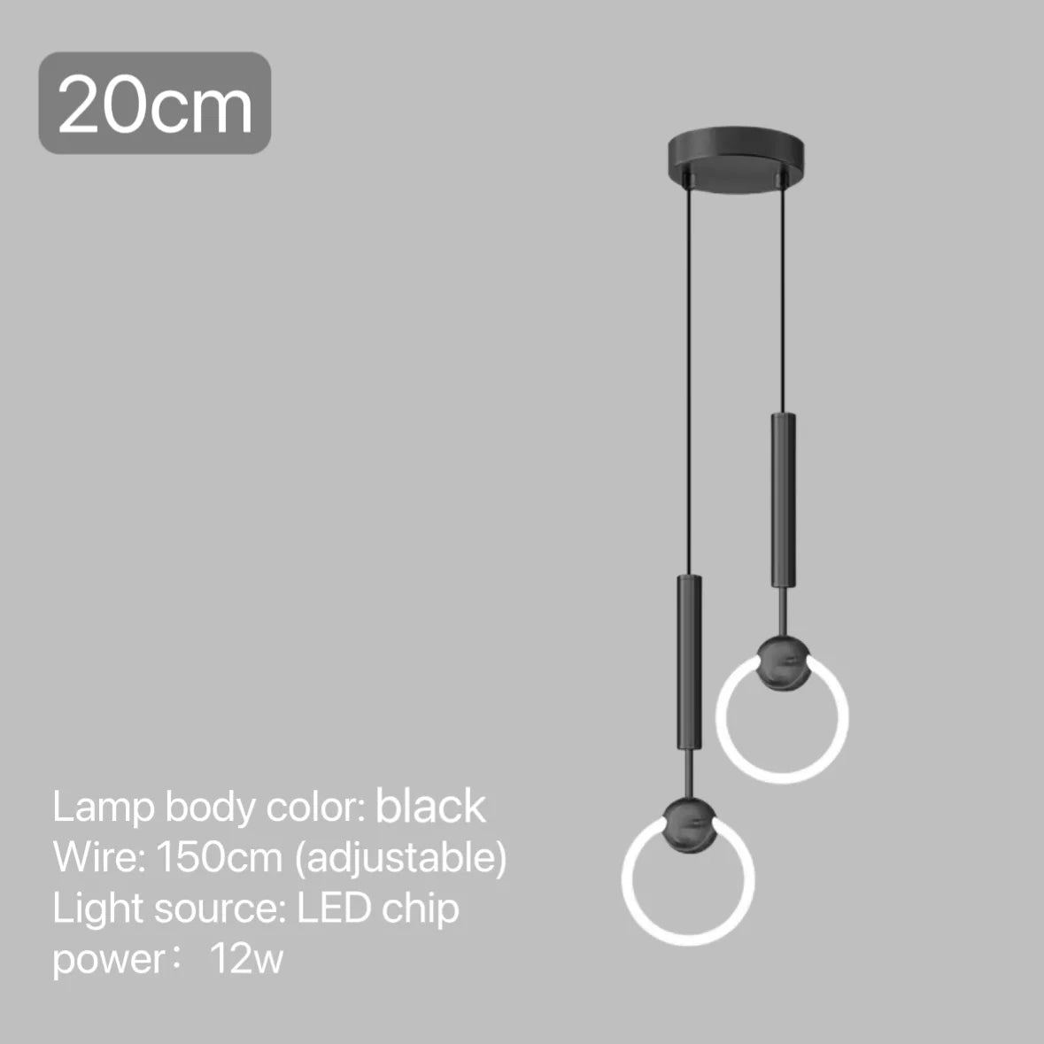 suspension LED en anneau design nordique moderne