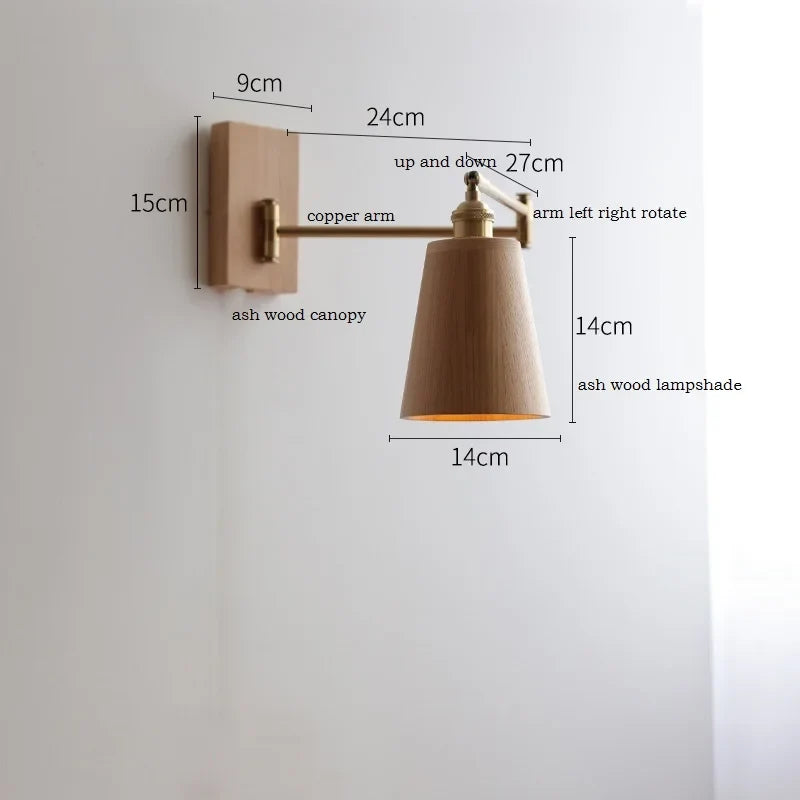 Applique murale LED en bois de frêne et de noyer