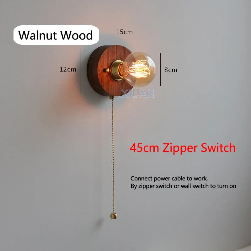 applique murale en bois style wabi sabi pour éclairage intérieur décoratif