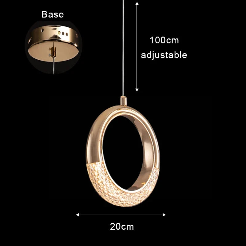 Nordique moderne suspension LED lumière or acrylique lustre créativité suspension lampe intérieur maison loft chambre chevet étude escaliers