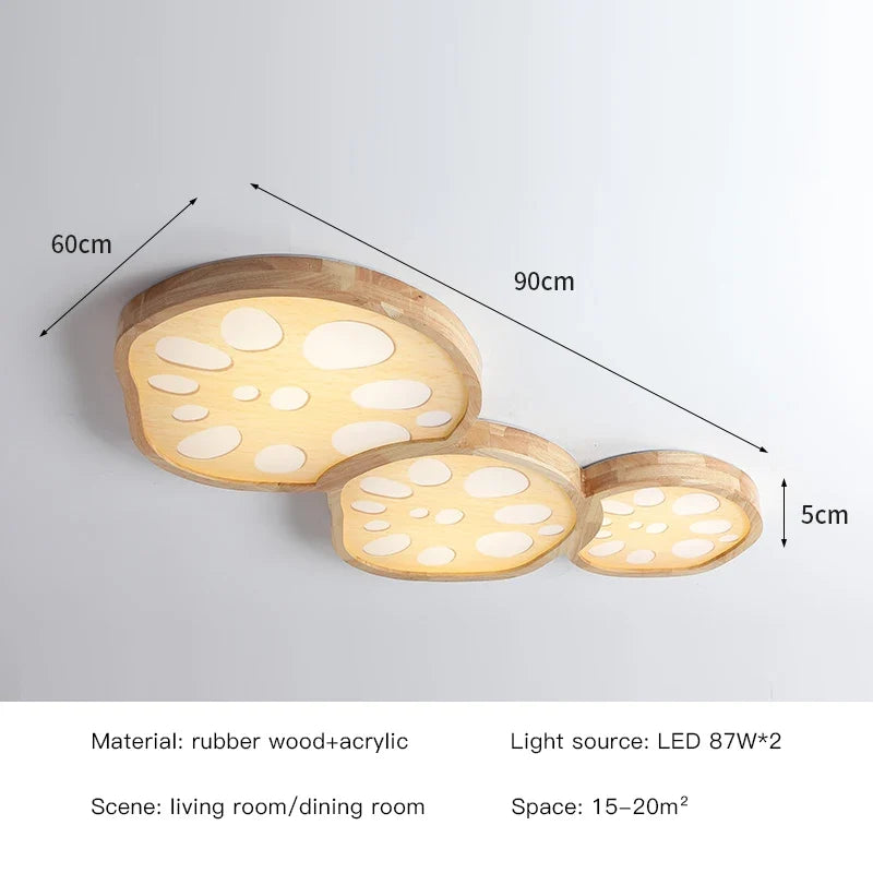 2023 New Lotus Root Ceiling Lamp for Living Room Bedroom Children's Study Kitchen Home LED Light Fixture Modern Wood Chandelier