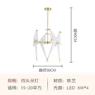 suspension LED design nordique en acrylique forme oiseau