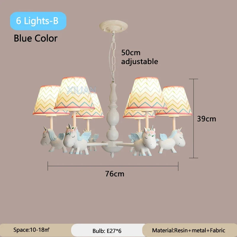 lustre licorne dessin animé pour chambre d'enfant suspendu