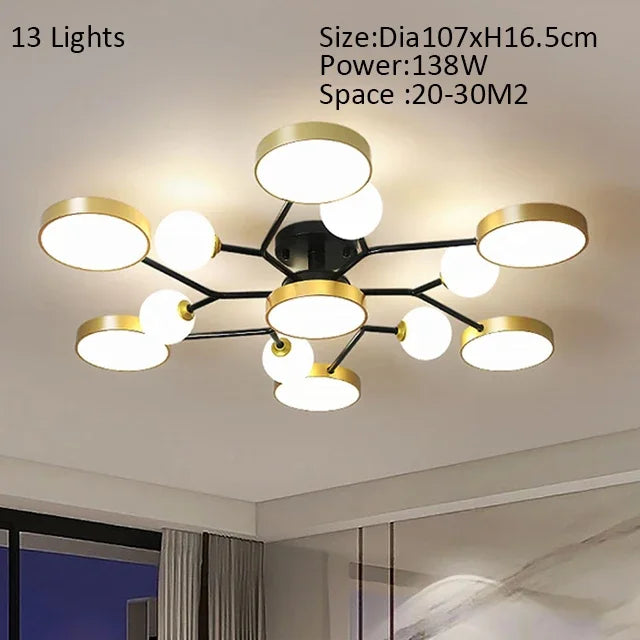 lustre led moderne en boule de verre pour décoration maison