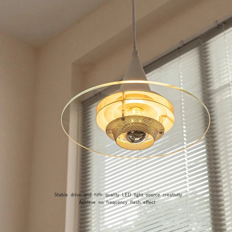 lustre bauhaus en verre clair suspendu pour restaurant