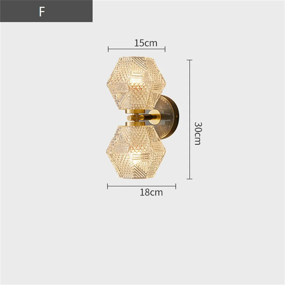 applique murale led en cuivre et verre style nordique moderne