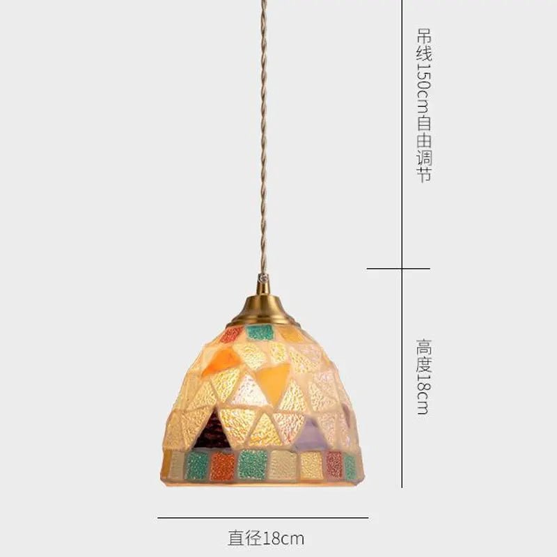 Suspension tiffany méditerranéen en verre coquille led