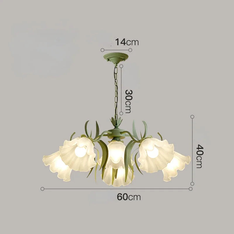 lustre à la française en verre avec fleurs style muguet