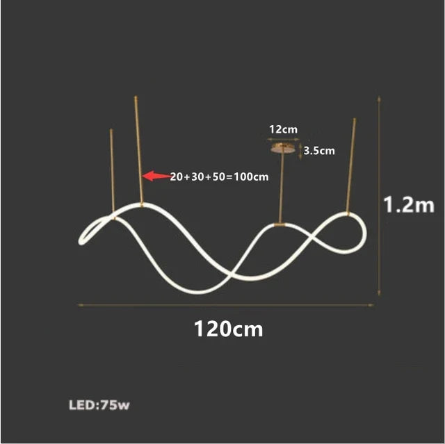Modern minimalist hose LED restaurant chandelier used for kitchen, bar, hanging, lighting, and decorative lighting fixtures