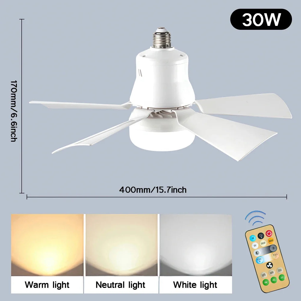 LED 30W ceiling fan light E27 with remote control for dimming, suitable for living room  study, household use Fan lamp 85-265V