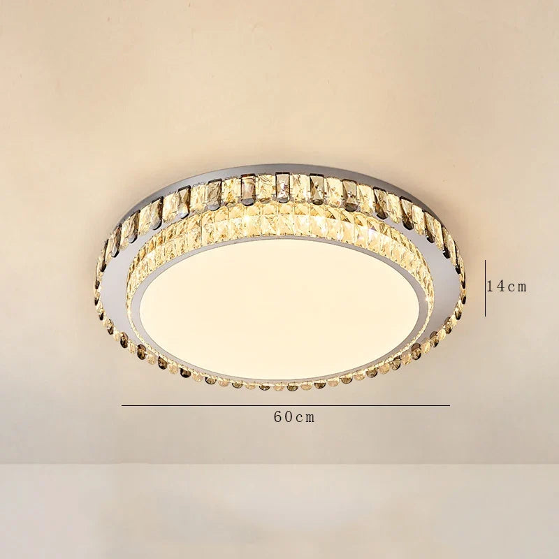 plafonnier led de luxe en cristal rond moderne