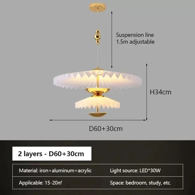 lustre plissé pliant minimaliste led soucoupe volante