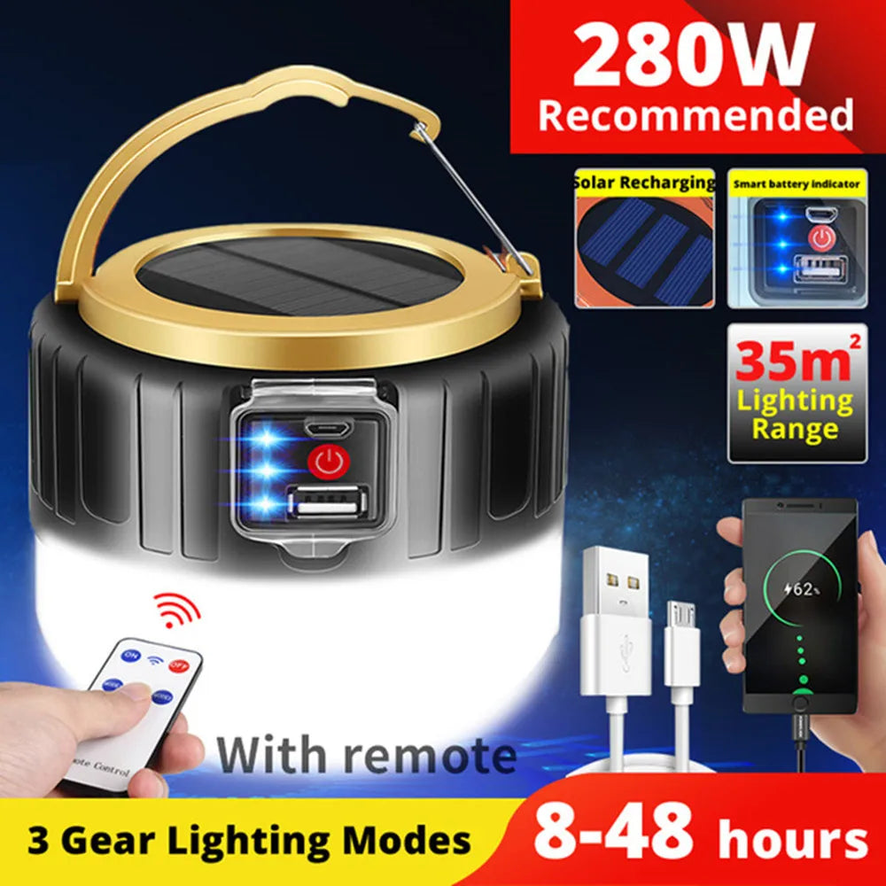 lampe de camping solaire led étanche rechargeable pour activités en extérieur