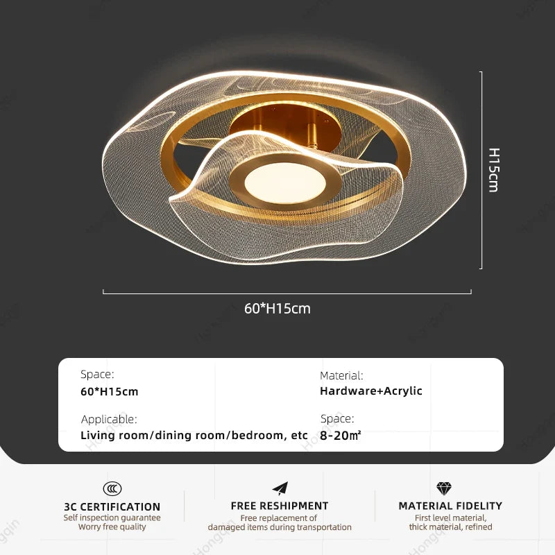 lustre doré à led au style luxueux pour intérieur élégant