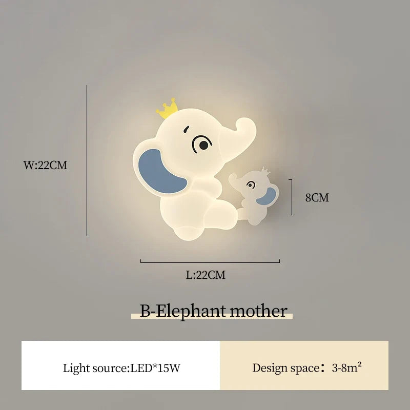applique murale moderne éléphant pour enfant lumière douce