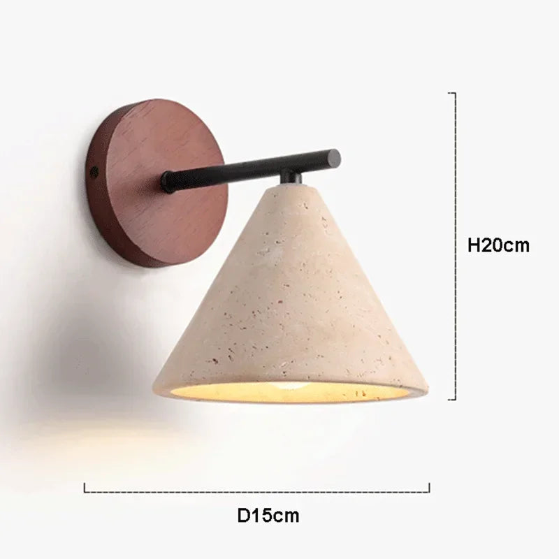 Natural Stone High Quality Wall Lamp Yellow Travertine Sconce Lights with Glass Ball for Bedroom