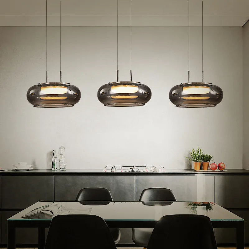 Suspension led en verre design pour intérieur avec cordon réglable — Bisquine