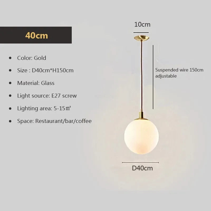 Suspension en verre nordique 8-50 cm boule ronde lampes suspendues pour la maison pour Bar chambre salon café décoration Luminaires Lustre