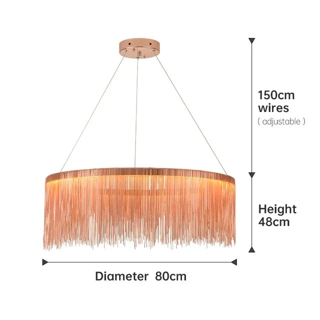 lustre suspendu à pampilles led avec intensité variable et télécommande
