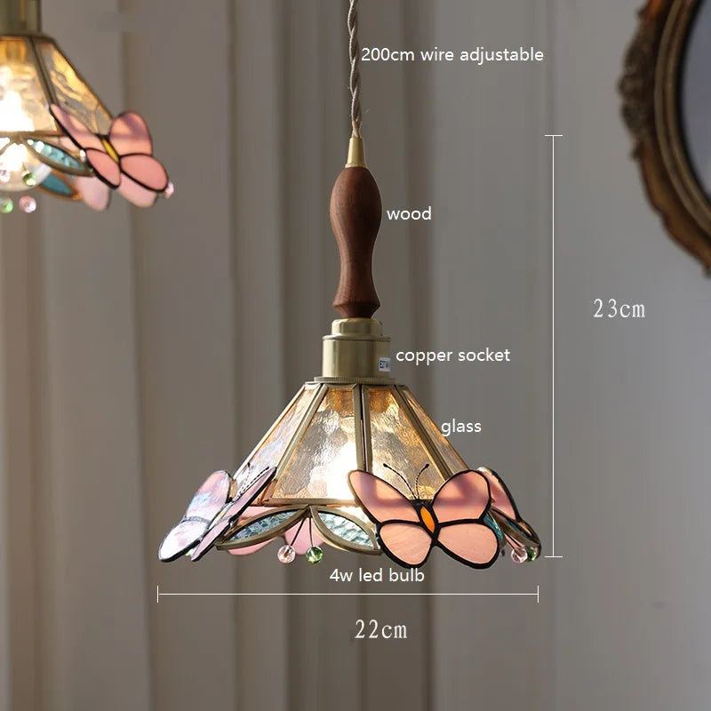 iwhd lampe à main led moderne en verre cuivre papillon