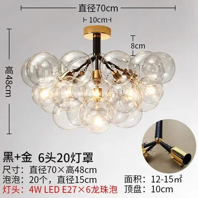 lustre moderne en verre à bulles pour décoration intérieure