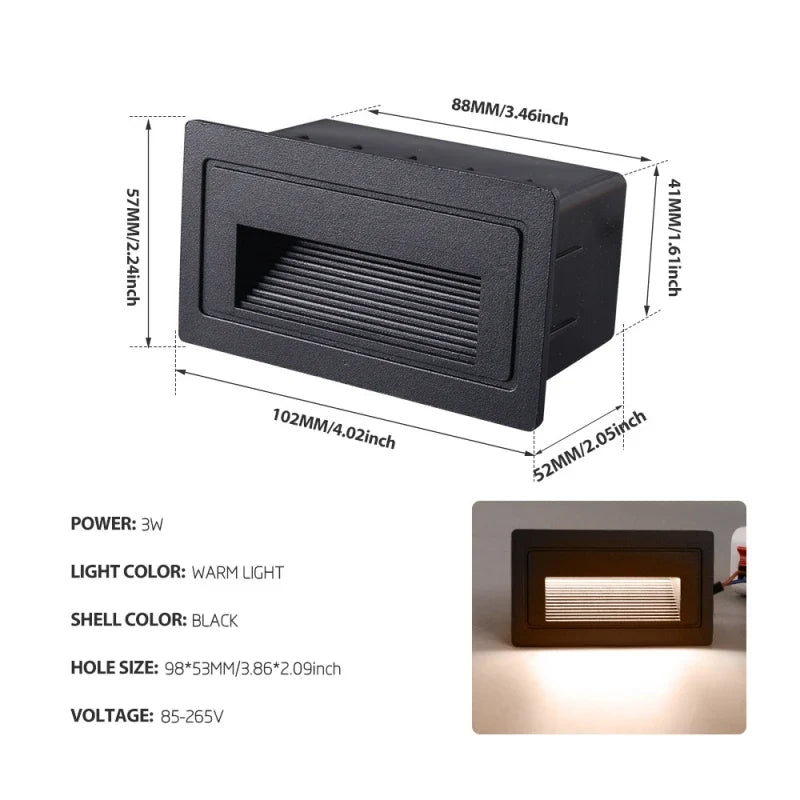 escalier led footlight intégré étanche dissimulé extérieur