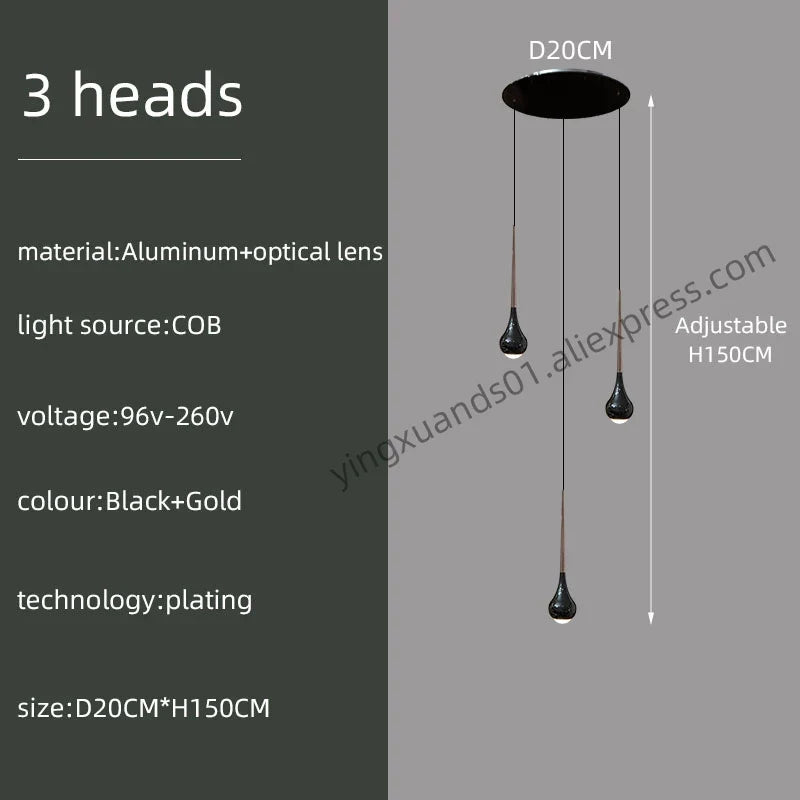 suspension moderne à led pour escalier et intérieur