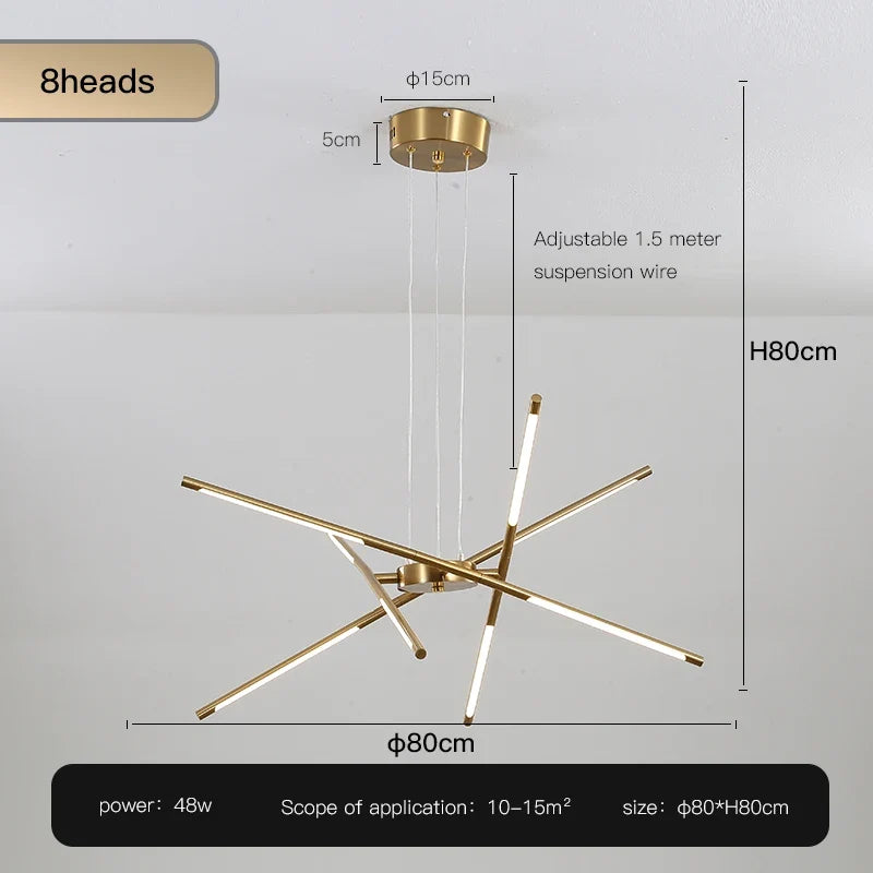 lustre design en forme de bâton led pour décoration intérieure