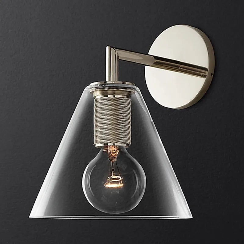 applique murale rétro américaine en verre avec éclairage led